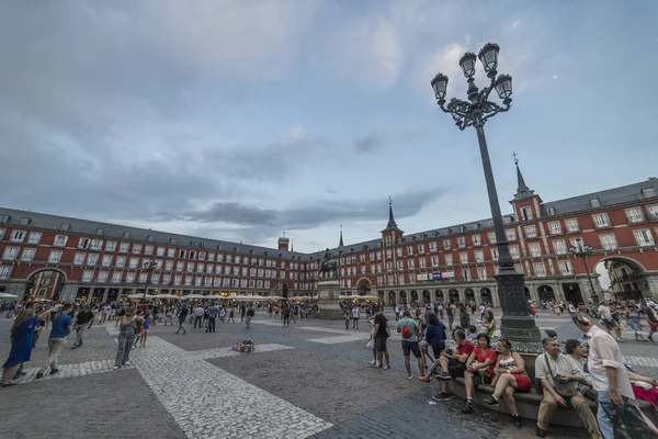 Madrid Spanje Juli 2018 Plaza Mayor Met Het Standbeeld Van — Stockfoto