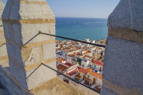 Uitzicht Peniscola Stad Valencia Spanje Toerisme Spaans Landschap Met Diepblauwe — Stockfoto