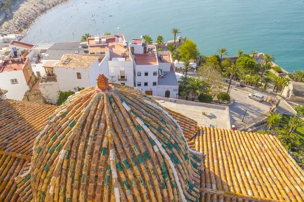 Kilátás Peniscola Város Valencia Spanyolország Turizmus Spanyol Táj Mély Kék — Stock Fotó