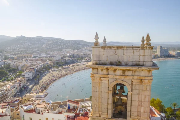 Tower Udsigt Peniscola Valencia Spanien Turisme Spansk Landskab Med Dybblå - Stock-foto