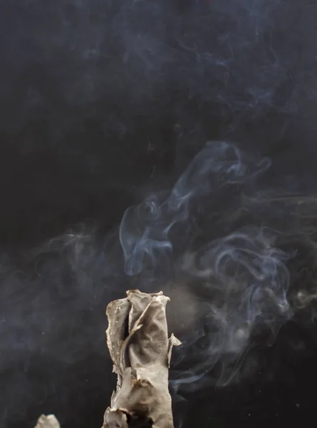 Burning Cigarette Smoke Black Background — Stock Photo, Image