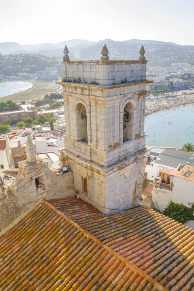 Wieża Widok Miasto Peniscola Walencja Hiszpania Turystyka Hiszpański Krajobraz Głębokim — Zdjęcie stockowe