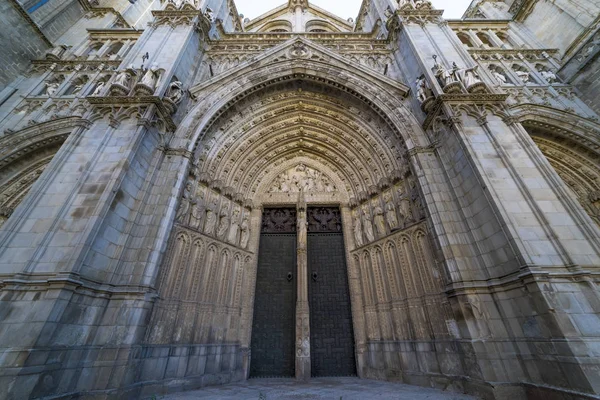 Główne Gate Toledo Fasada Katedry Primada Santa Maria Toledo Hiszpański — Zdjęcie stockowe