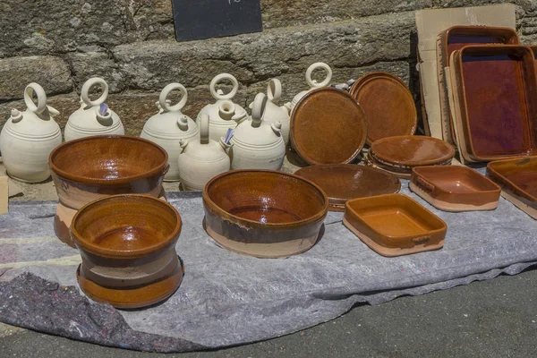 Pot Dishes Crocks Medieval Fair Kitchenware Handmade — Stock Photo, Image