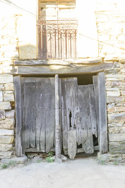 Velho Portão Madeira Casas Pedra Província Zamora Espanha — Fotografia de Stock