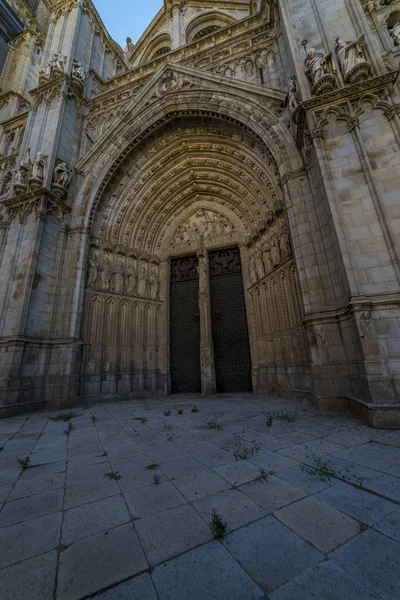 Toledo Cattedrale Primada Santa Maria Toledo Facciata Chiesa Spagnola Stile — Foto Stock