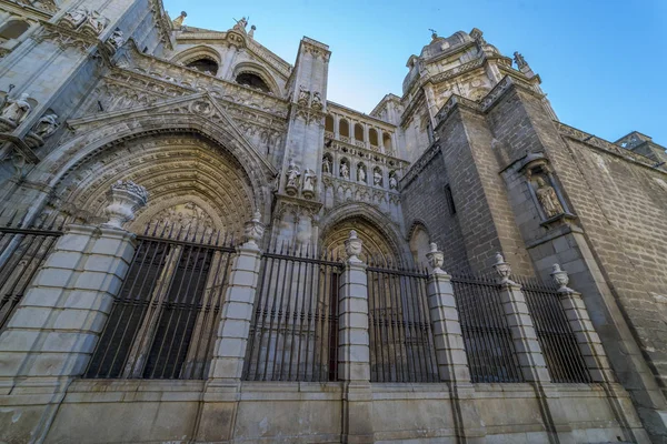 Toledo Fasada Katedry Primada Santa Maria Toledo Hiszpański Kościół Gotycki — Zdjęcie stockowe