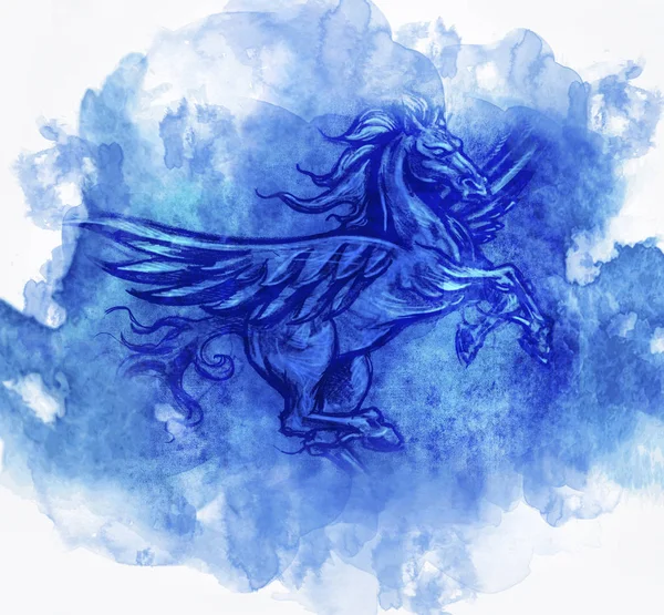 Einhorn Tätowierung Abstrakter Hintergrund Mit Aquarell Banner Vektorillustration — Stockfoto