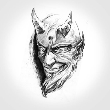 şeytan, el yapımı dövme çizim