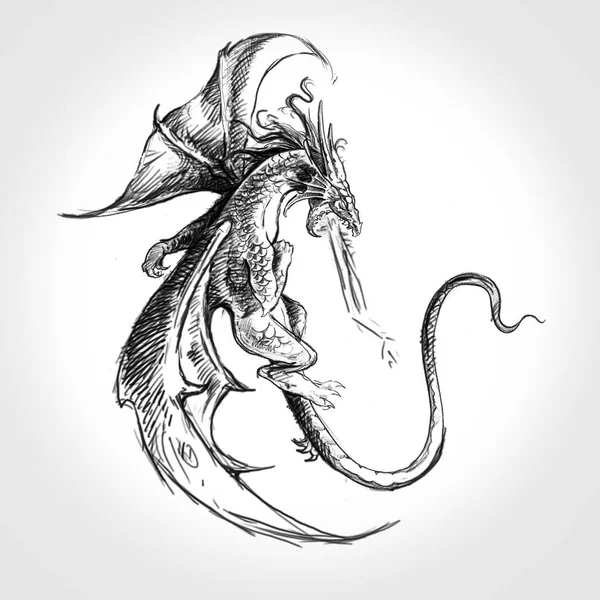 Dragon Handmade Tattoo Drawing — Stock Photo, Image