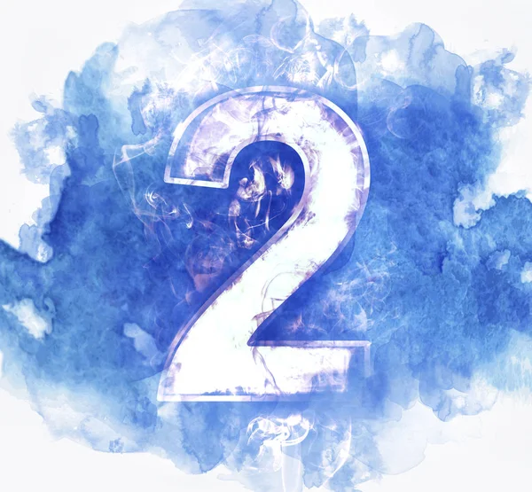 Number Two Abstract Background Watercolor Banner — Stock Photo, Image