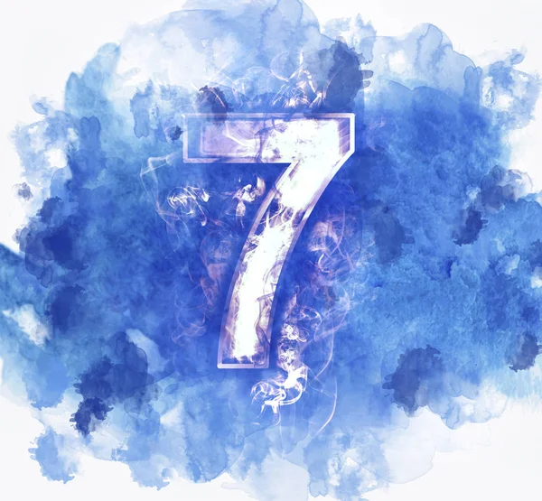 Nummer Zeven Abstracte Achtergrond Met Aquarel Banner — Stockfoto