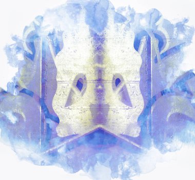 duvar, Suluboya etkisi ile Soyut mavi Arka Plan