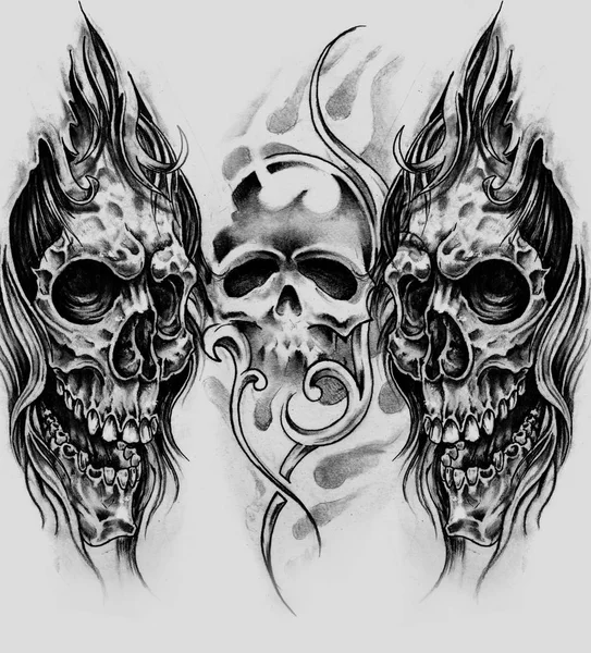 Sketch Tattoo Art Handmade Illustration — Stock Photo, Image