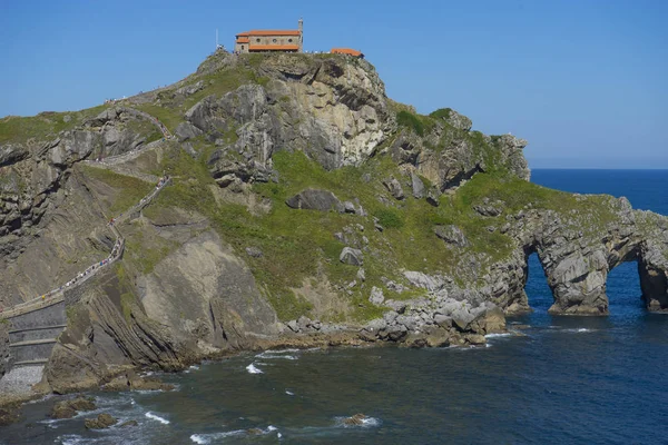 San Juan Gaztelugatxe Vista Isla País Vasco Isla Histórica Con —  Fotos de Stock