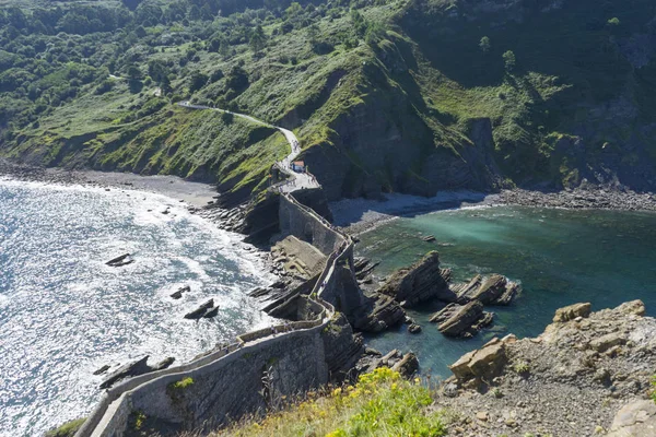 Путь Лестницей Сан Хуан Gaztelugatxe Зрения Острова Баскская Страна Исторический — стоковое фото