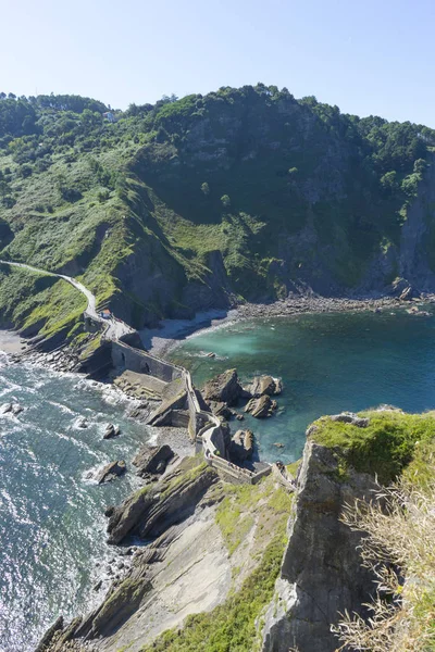 Путь Лестницей Сан Хуан Gaztelugatxe Зрения Острова Баскская Страна Исторический — стоковое фото