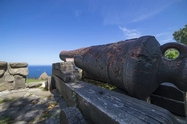 Defensie Ijzeren Canon Aan Kust Van Het Baskenland Ten Noorden — Stockfoto