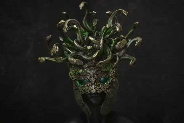 Medusa Criatura Mitologia Grega Peças Feitas Mão Com Ourives Metais — Fotografia de Stock