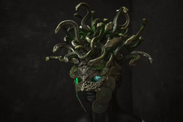 Cosplay Medusa Criatura Mitología Griega Piezas Hechas Mano Con Orfebres —  Fotos de Stock