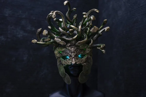 Medusa Cabeça Criatura Mitologia Grega Peças Feitas Mão Com Ourives — Fotografia de Stock