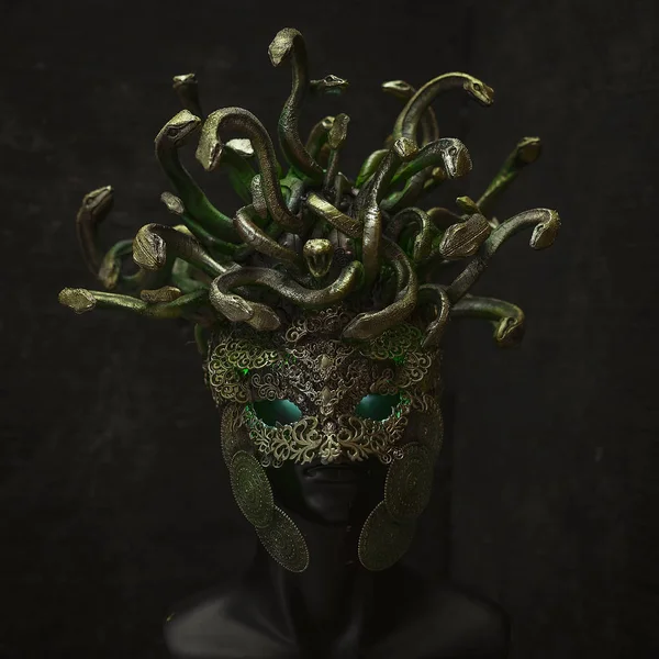 Medusa Cabeça Criatura Mitologia Grega Peças Feitas Mão Com Ourives — Fotografia de Stock