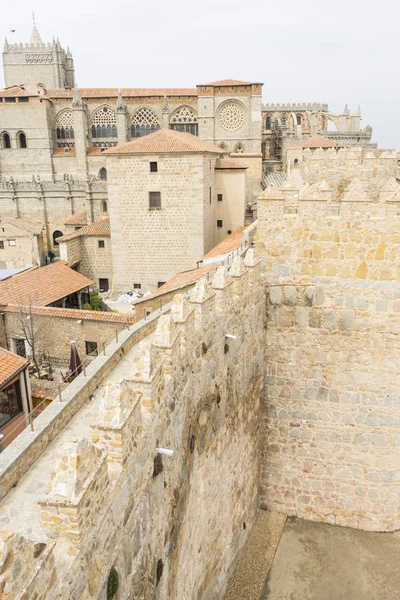 Väggarna Staden Avila Castilla Len Spanien Befästa Medeltidsstaden — Stockfoto