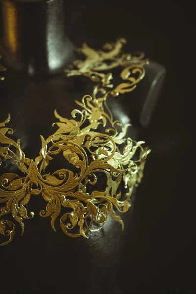 Haute Couture Mannequin Piece Corset Made Details Gold Flourishes Baroque — Stock Photo, Image