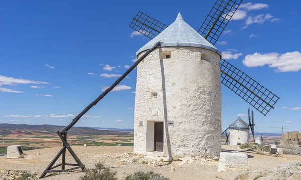 Travel, Beautiful summer above the windmills on the field in Spa — Stock Photo, Image