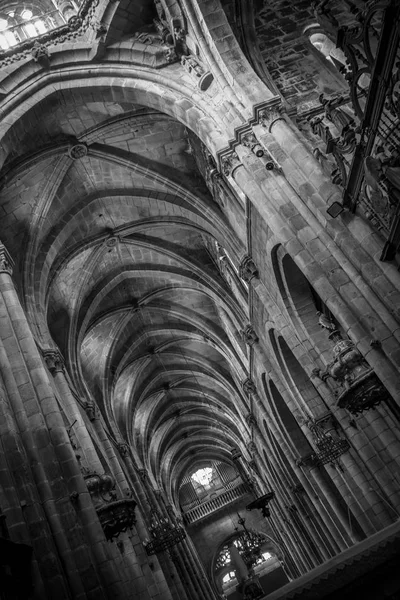 Arquitetura Gótica Medieval Dentro Uma Catedral Espanha Pedras Belos Ashlars — Fotografia de Stock