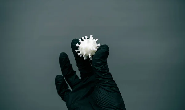 Covid Coronavirus Handen Met Nitrilhandschoenen Vertegenwoordiging Van Studie Van Het — Stockfoto