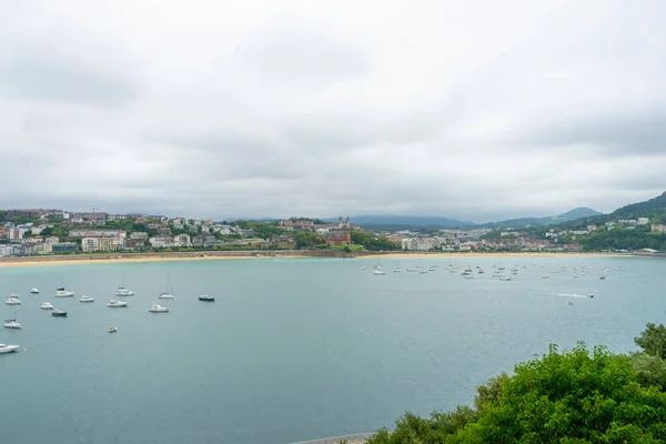 Litoral Vista Para Cidade San Sebastian Com Praia Concha Monte — Fotografia de Stock