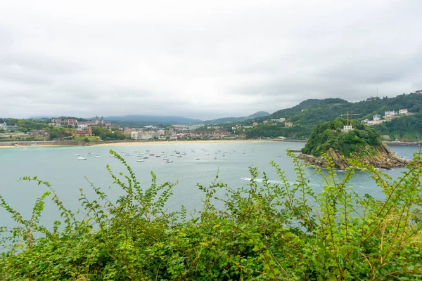 Férias Vista Para Cidade San Sebastian Com Praia Concha Monte — Fotografia de Stock