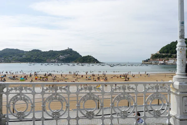 Praia Concha Vista Passeio Monte Igueldo Urgull Fundo Cena Férias — Fotografia de Stock