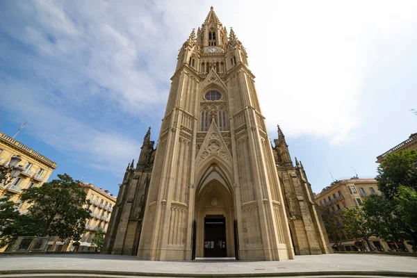 Neogotyckie Drzwi Wejściowe Buen Pastor Cathedral San Sebastian Kraj Basków — Zdjęcie stockowe