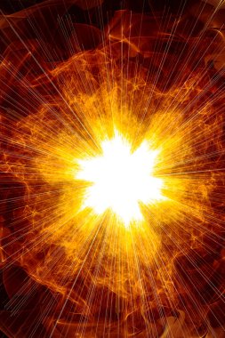 Yaratıcı arka plan, güçlü ve parlak soyut güneş, reklam ve tasarımlar için dekoratif görüntü