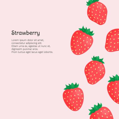 Çilek ve pembe bir arka plan üzerinde metin için yer ile banner. Vektör çizim.