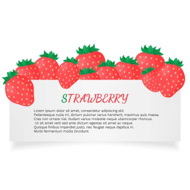 Vektör çizim çilek ve metin alanı için beyaz yaprak kağıt.