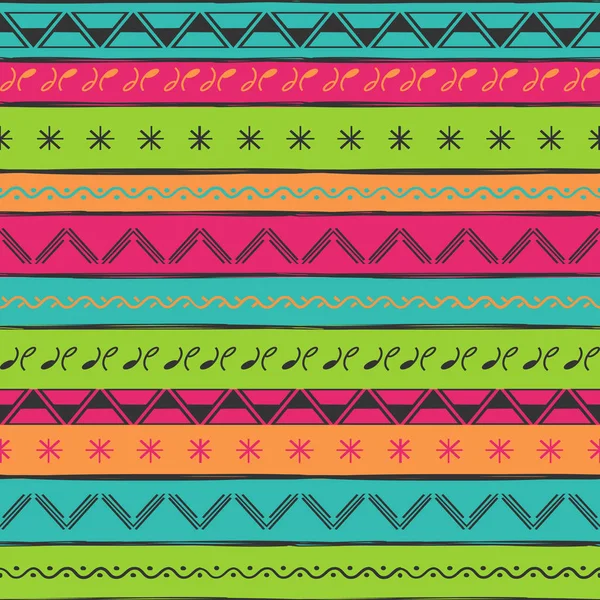 Vector Illustration Ethnic Seamless Pattern Bright Colorful Print Fabric Textile — Stock Vector