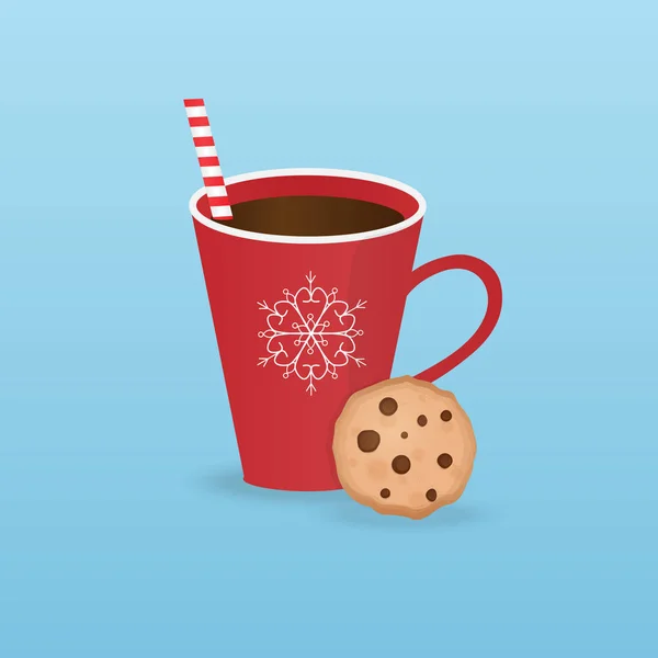 Illustration Vectorielle Confortable Avec Tasse Rouge Cookie Peut Être Utilisé — Image vectorielle