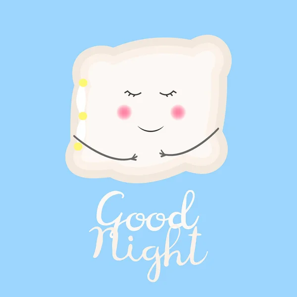 Schattig Vectorillustratie Met Grappige Kussen Opschrift Good Night Voor Baby — Stockvector