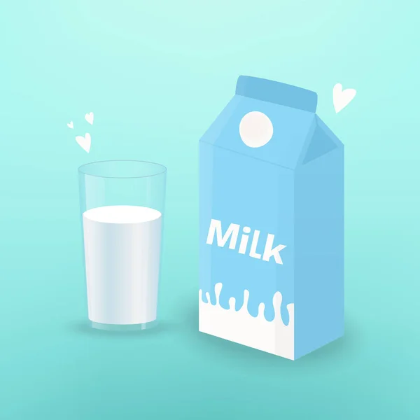 Vektorillustration Mit Einem Glas Milch Und Einer Schachtel Milch Vorlage — Stockvektor