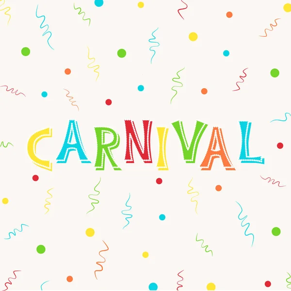 Ilustração vetorial com confete e inscrição brilhante Carnaval sobre fundo branco . — Vetor de Stock