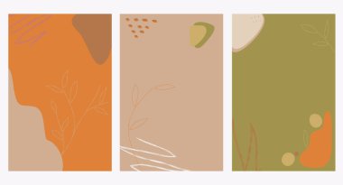 Metin için boş yeri olan sonbahar renklerinde vektör soyut arkaplan tasarımı. Sosyal medya tanıtım içeriği, davetiye, tebrik kartı, posta, afiş, poster, reklam, dekorasyon.