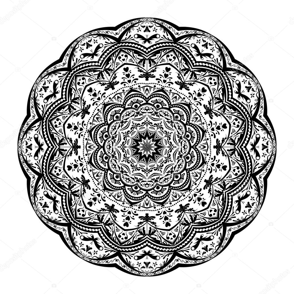 Mandala lace oriental coloring pattern