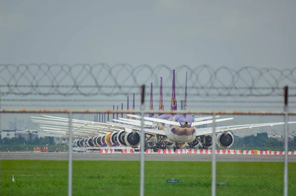 Bangkok Tailândia Agosto 2020 Aviões Widebody Pertencentes Falida Thai Airways Fotos De Bancos De Imagens