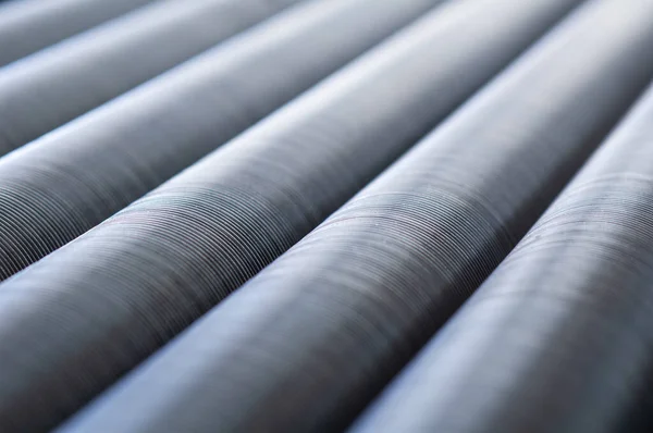 Stainless Steel Tubes Cooling Ribs Industrialabstract Very Shallow Depth Field — Stock Photo, Image