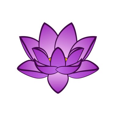 Basit menekşe lotus çiçek vektör çizim. Isoleted suda yaşayan bitki sanat tasarım veya logo için beyaz bir arka plan üzerinde. 