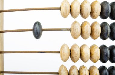 Parlak zemin üzerine eski ahşap abacus.