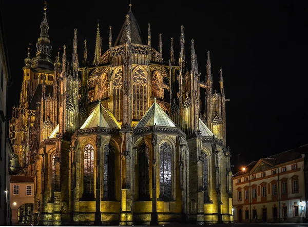 Vitus Cathedral Prague Czech Republic Night View — Stock Photo, Image